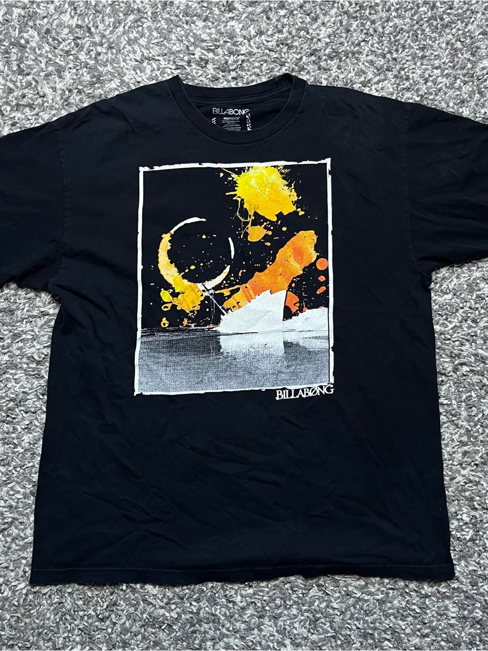 Billabong Black Short-Sleeve Tee with Yellow & Orange Graphic
